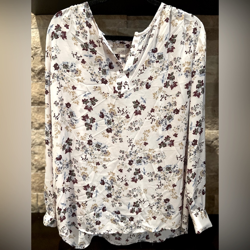LOFT Boho Floral Flowy Blouse